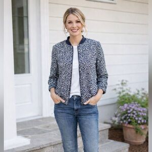 Molly Bracken Womens Floral Lightweight Bomber Jacket